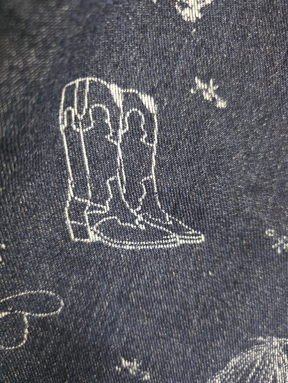 Calu 1850 Western Print Dark Blue Denim Wide Leg Jeans - Picture 7 of 17